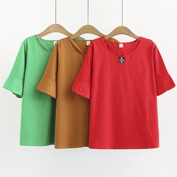 Женская Свободная Повседневная футболка большого размера Красная весна лето
