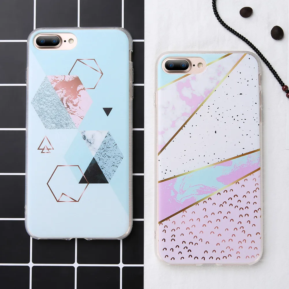 KISSCASE геометрические треугольные чехол для iPhone 5 5S SE 6 6S 7 8 Plus X мраморные чехлы