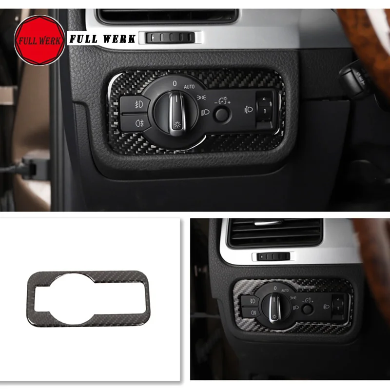 Headlight Switch Cov Эпоксидная углеродное волокно Автомобильная внутренняя отделка приборной панели Наклейка декоративная крышка наклейка для Touareg 2011- аксессуары для стайлинга автомобилей - Название цвета: Headlight Switch Cov