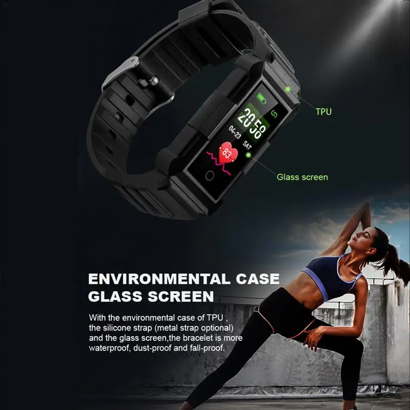 DX800 Smart Bracelet Watch Waterproof Heart Rate Fitness Monitoring Pedometer Call Reminder Sports SmartWatch for IOS/Android |