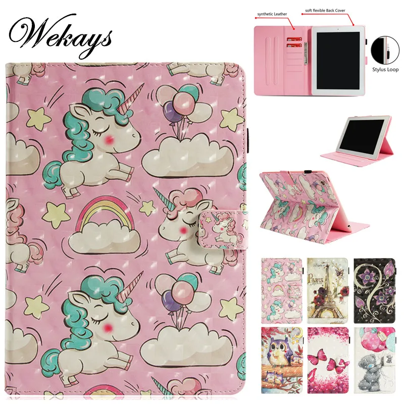 Wekays чехол для Apple Ipad 4 3 2 с мультяшным единорогом 3D кожаный IPad3 IPad4 Чехлы планшетов