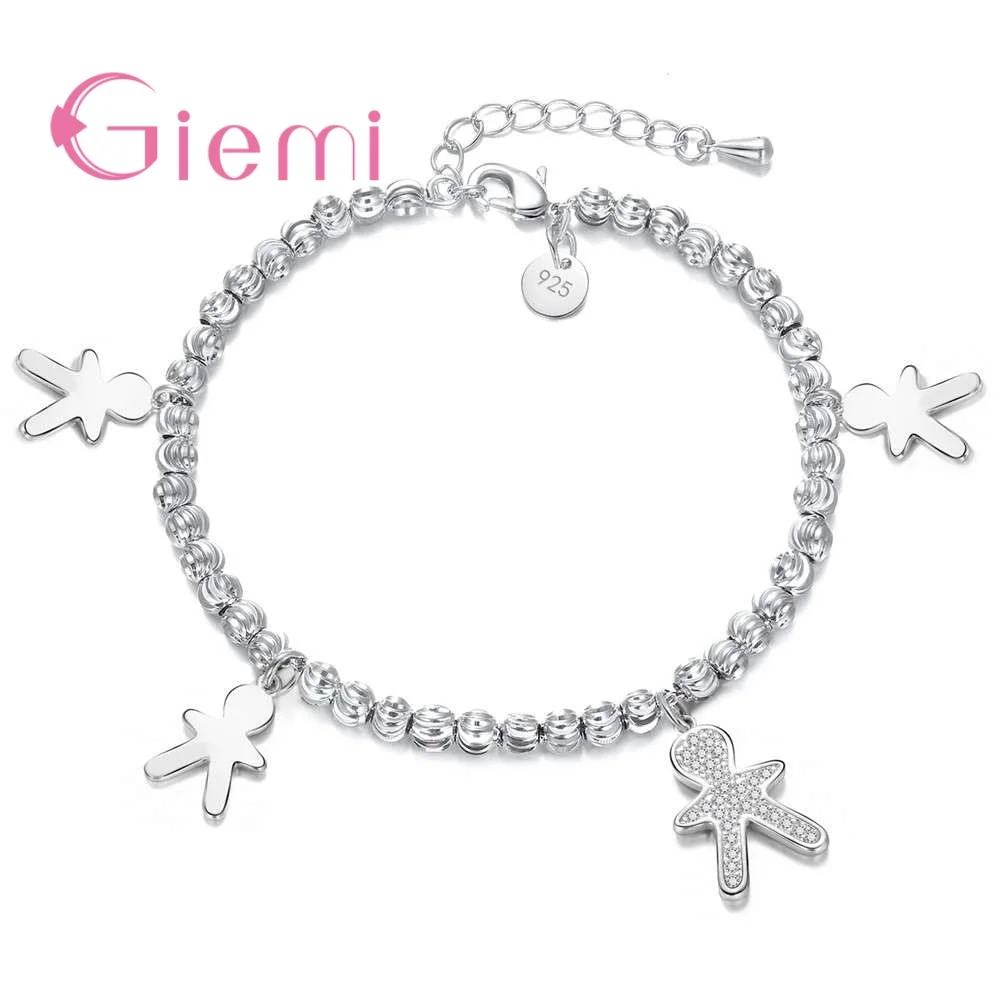 

Authentic 925 Sterling Silver Clasp Chain Bracelet & Bangle Paved High Quality Zircon Stone Fashion Figure Jewelry
