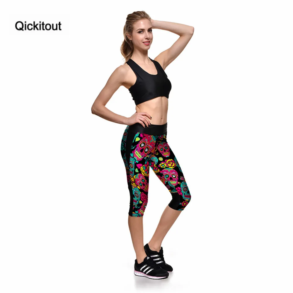 Qickitout капри Новое поступление женские великолепные розовые сверкающие