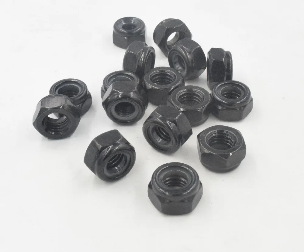 

50pcs / lot nut DIN985 M2 M2.5 M3 M4 M5 M6 steel with black