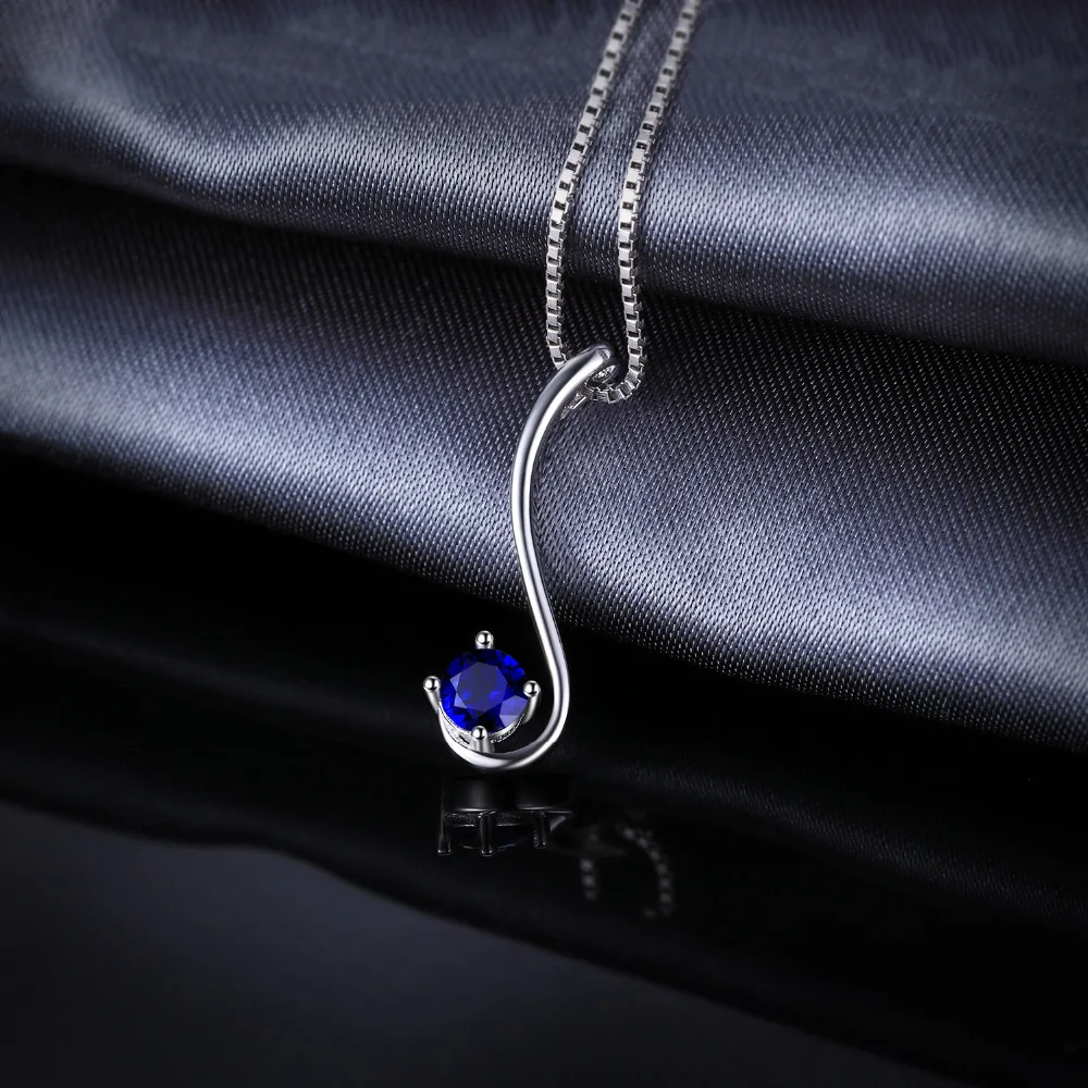 Jewelrypalace Simple 0.6ct Created Blue Sapphire Solitaire Women Pendants 925 Sterling Silver Fine Jewelry Not Include the Chain | Украшения