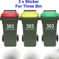 3 pcs trash can rubbish bin custom house number and street name sticker personalized garbage wheelie bin decal vinyl decor