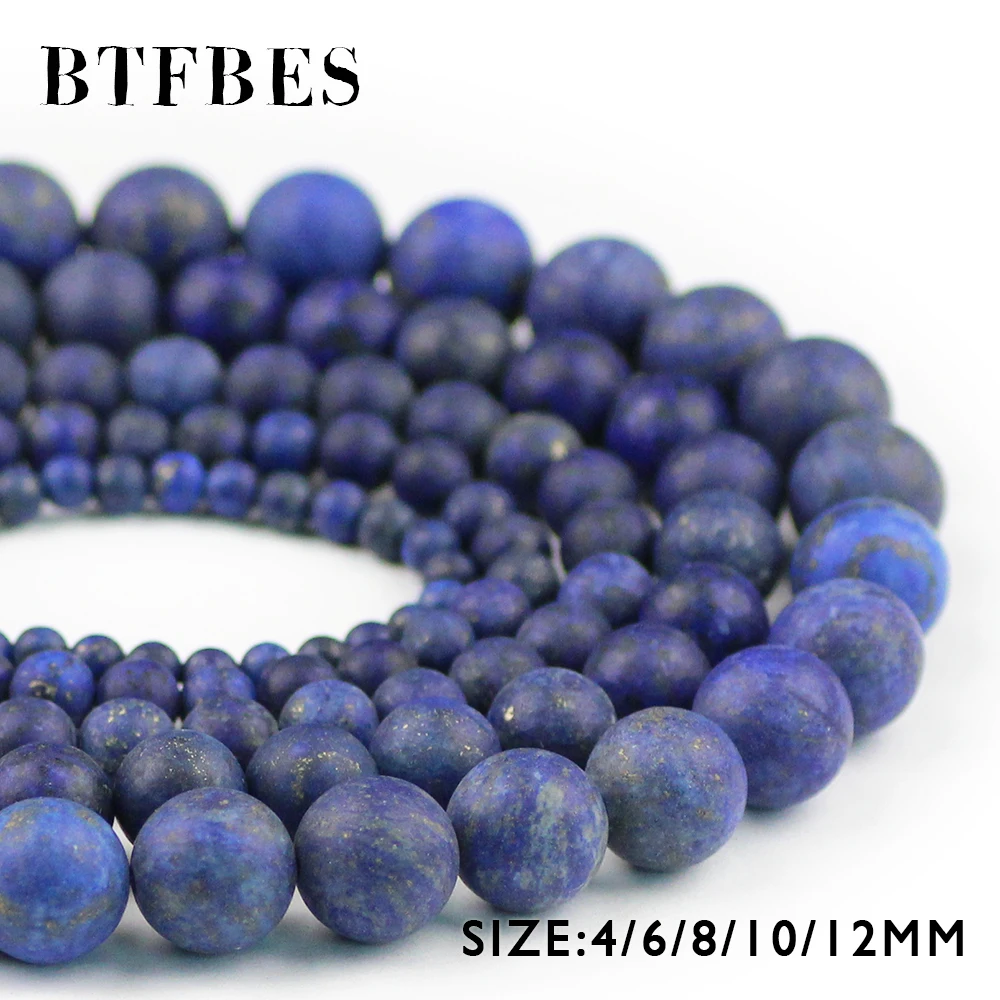 Натуральные матовые бусины BTFBES из лазурита шарики руды синего цвета 4 6 8 10 12 мм