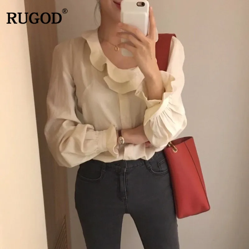RUGOD/весенние женские рубашки повседневные Элегантные Белые блузы с длинным