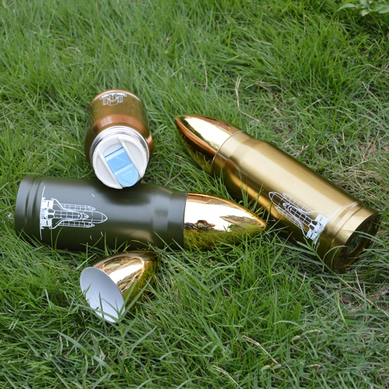 Лидер продаж 350 мл золото из нержавеющей стали Пуля термосы бутылки для мужчин и