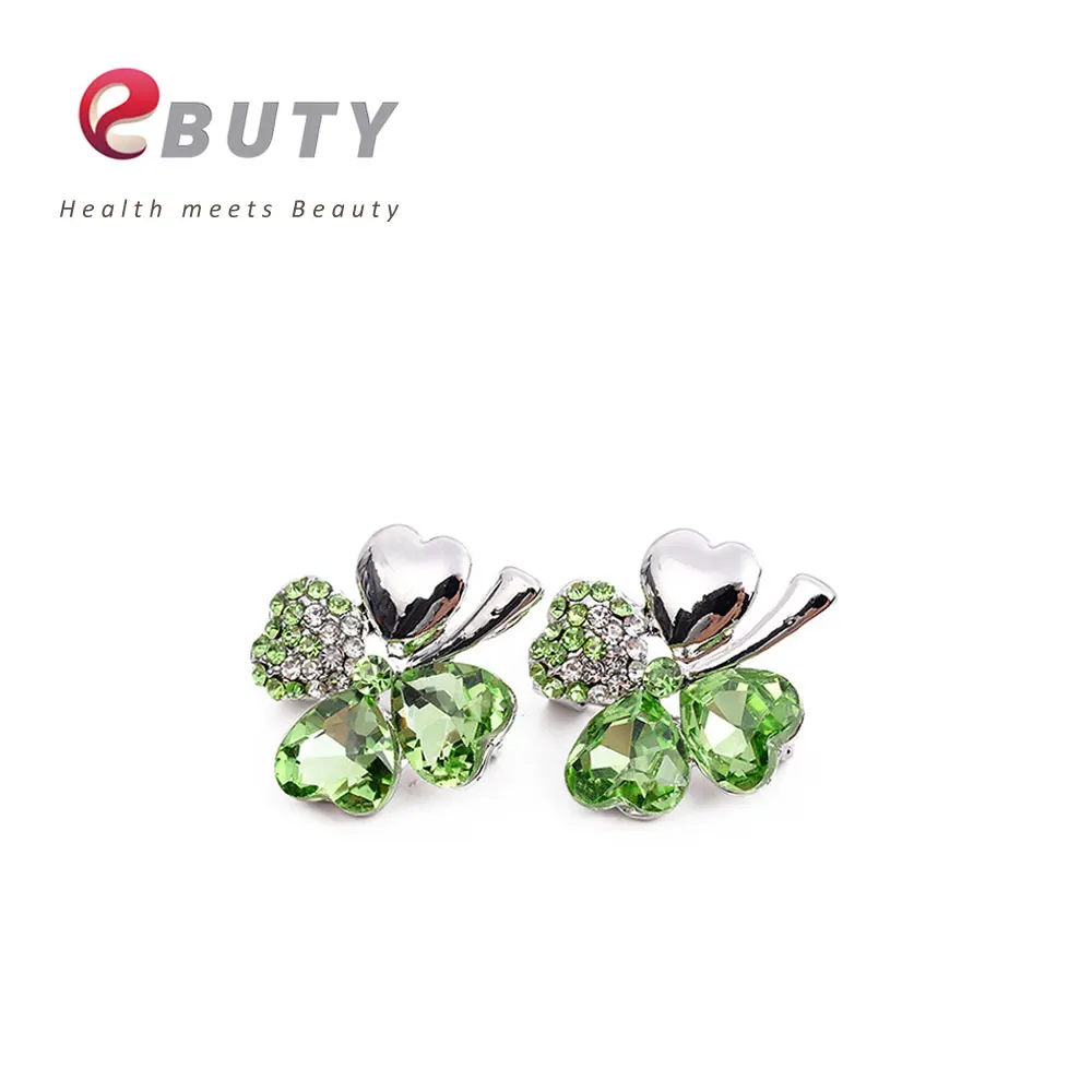 Ebuty Винтаж Оливковое Брошь Зеленый Клевер Стразы Хрустальный цветок Jewlery Шпильки