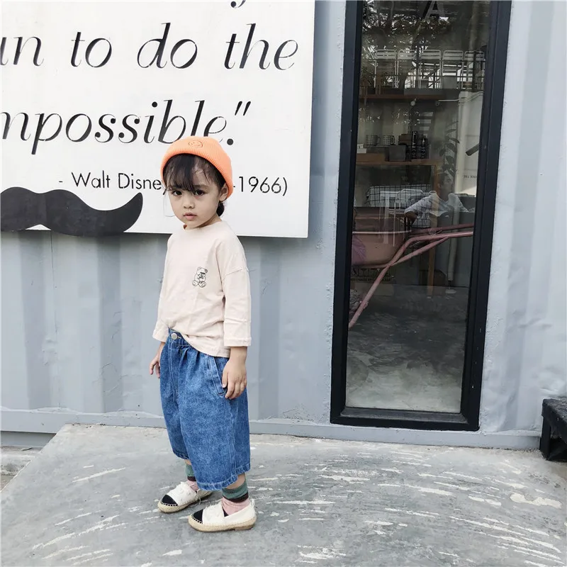 Весенние Модные свободные джинсовые штаны в Корейском стиле для девочек 1 6 лет
