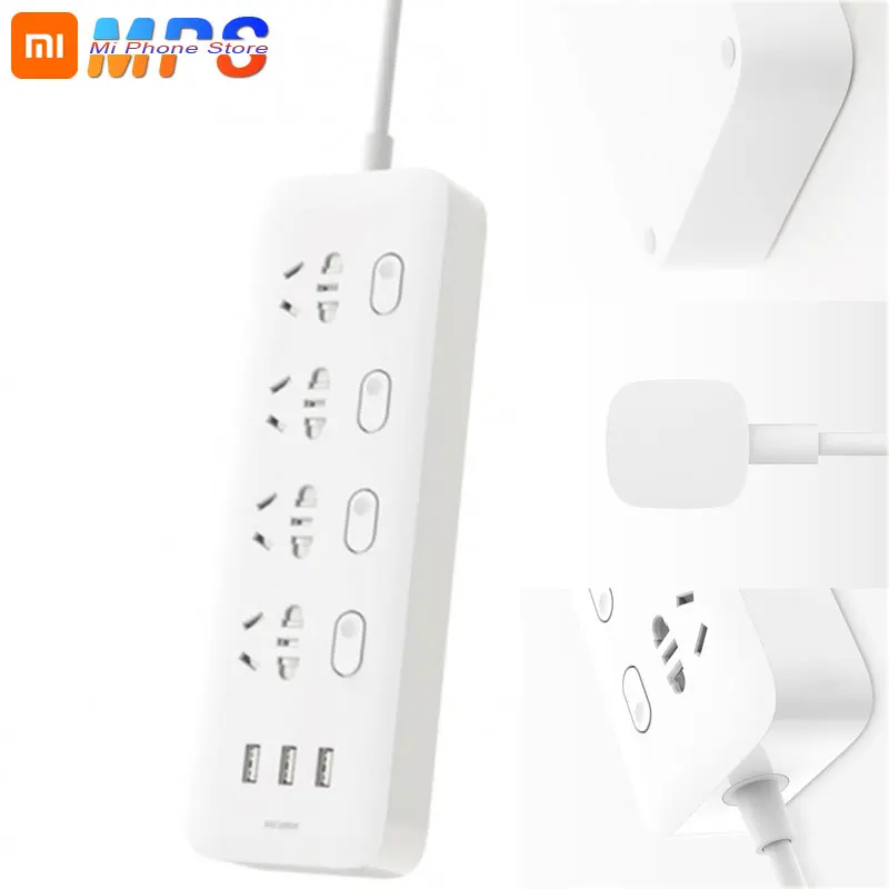 Оригинальная Xiaomi Mi розетка с разъемом питания 4 порта 4 переключателя подуправления 3 разъема USB Quick Charge 2,0 удлинитель для двери безопасности