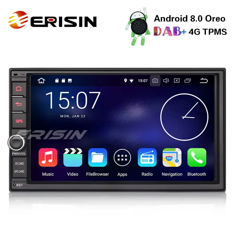 Erisin ES8841U 7 &quotУниверсальный Android 8 0 автомобильный стерео gps сел Wi Fi 4G DAB + DVR DTV IN OBD2