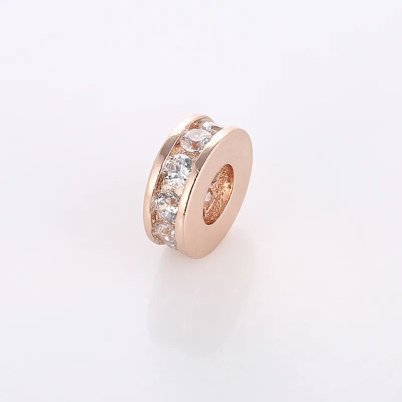 Кольцо с большим отверстием латунное микро ПАВЕ искусственные бусины золото