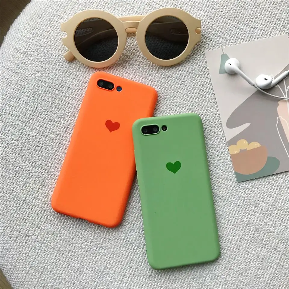 Матовый чехол с милым сердечком и песочной текстурой для huawei Honor 10 9 8 Lite мягкий из