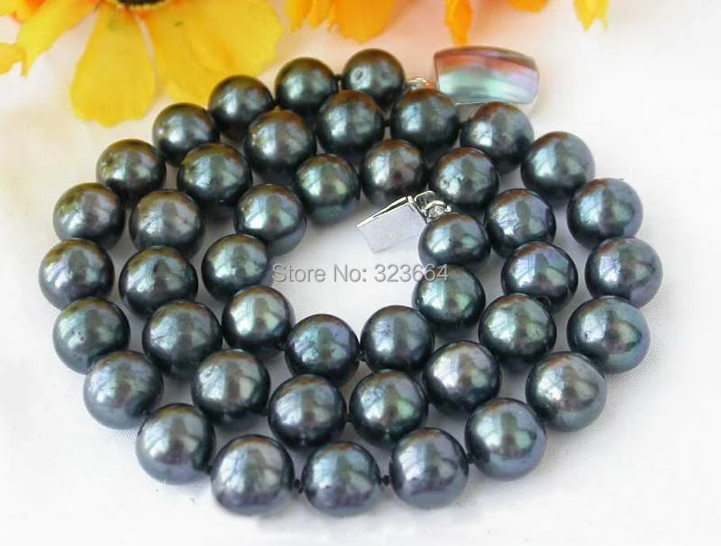 17&quot 12mm round Tahitian black FW pearl necklace mabe | Украшения и аксессуары