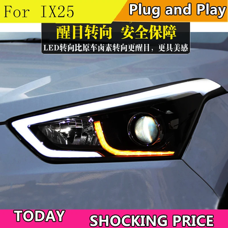 

Doxa Car Styling for Hyundai IX25 Headlights 2015-2017 Creta LED Headlight DRL Daytime Running Light Bi-Xenon HID Accessories