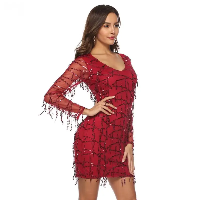 Женское Сетчатое платье с длинным рукавом на молнии|Женские платья| |