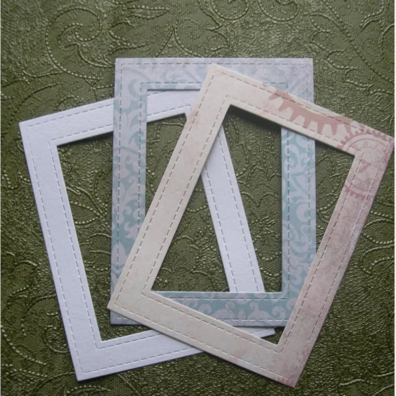 

Double Stitched Rectangle Frame Metal Cutting Dies Scrapbooking paper craft dies cut art emboss card make stencil 93x123mm