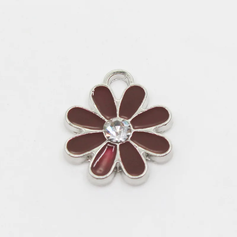 

Hot Selling 20pcs/lot Brown Daisy Flower Dangle Charms Lobster Clasp DIY Bracelet Necklace Pendants Jewelry Hanging Charms