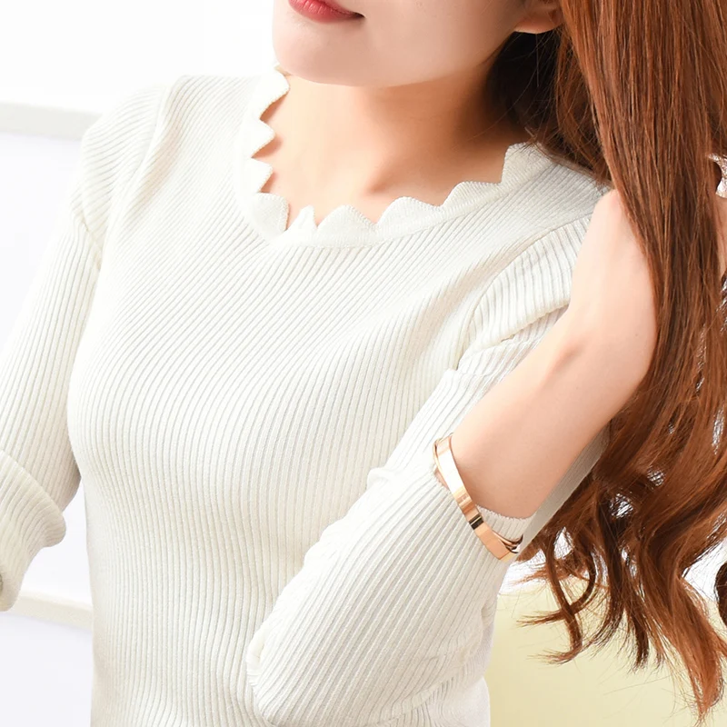 Korean Winter Autumn Sweaters for Women Long Sleeve Knitwear Solid Slim Sueter Mujer Pull femme Chandail | Женская одежда