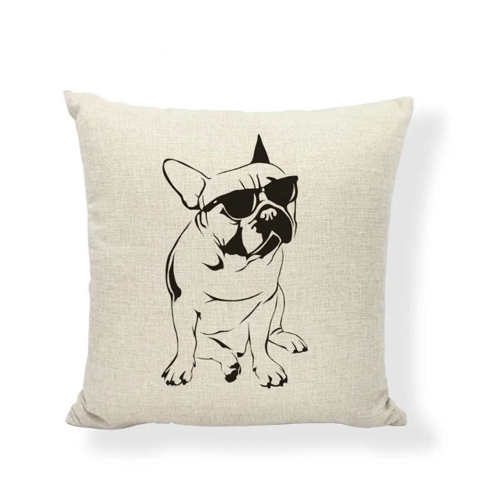 Colorful French Bulldog Cushion Cover Cute Cartoon Dog 45x45Cm Square Corgi Pug in Beer Living Room Decorate Throw Pillow Case | Дом и сад