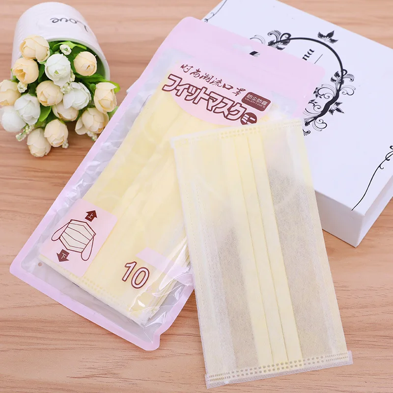 Yellow three layers 10 шт./компл. черный четыре слоя высококачественного Для мужчин и Для Женщин Одноразовые Уход за кожей лица маска для полости рта светильник дышащая Пылезащитная Нетканая маска - Цвет: Yellow three layers