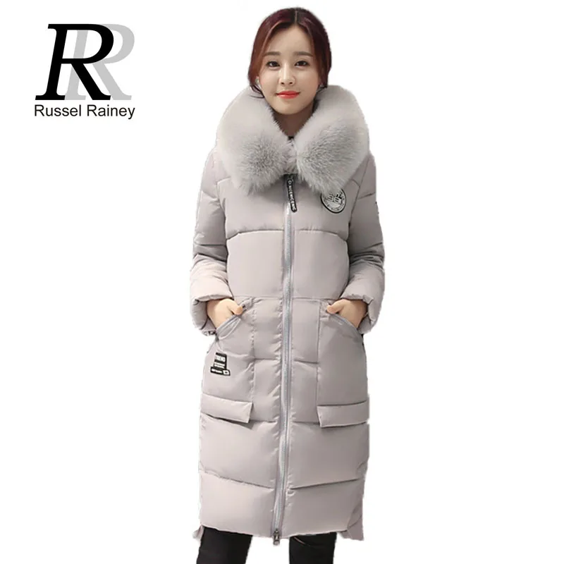 RR Женские Зимние Пальто Мода Длинные Искусственного Меха Воротник Капюшоном