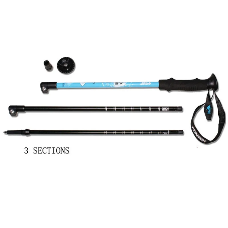 Adjustable External Lock Trekking Pole Camping Hiking Walking Stick Alpenstock Ultralight 3Sections | Спорт и развлечения