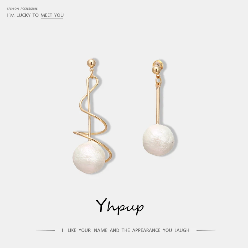 Женские асимметричные серьги-подвески Yhpup медные серьги с искусственным