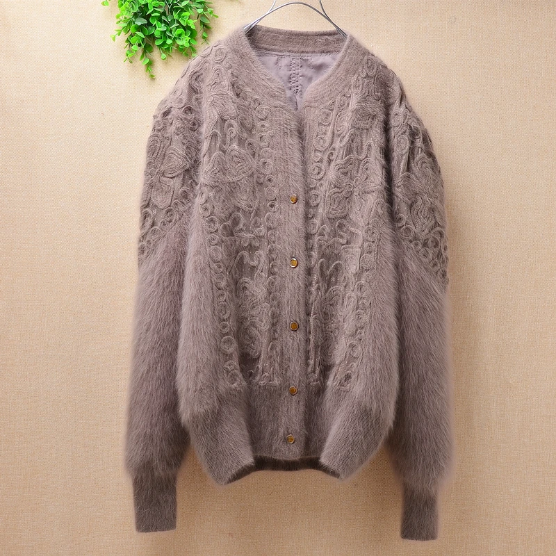 Женский плюшевый свитер с длинным рукавом винтажный кардиган свободного покроя
