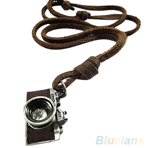 Men's Cool Unisex Vintage Rock Punk Charm Camera Pendant Genuine Leather Necklace 2KE2 | Украшения и аксессуары