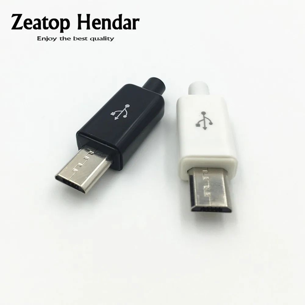 100 комплектов DIY Micro USB Type B штекер Jack 5 Pin Четыре шт в сборе разъем более длинный