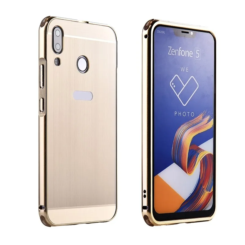 Чехол для ASUS Zenfone 5Z ZS620KL, металлический чехол с алюминиевой рамкой, пластиковый чехол из углеродного волокна для ASUS Zenfone 5 ZE620KL, чехол - Цвет: Золотой