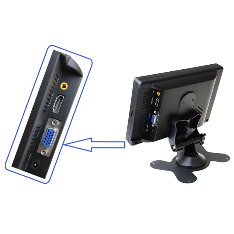 HaiSunny 7 дюймов 1024x600 автомобильный монитор с HDMI входом VGA AV вход TFT LCD CCTV безопасности