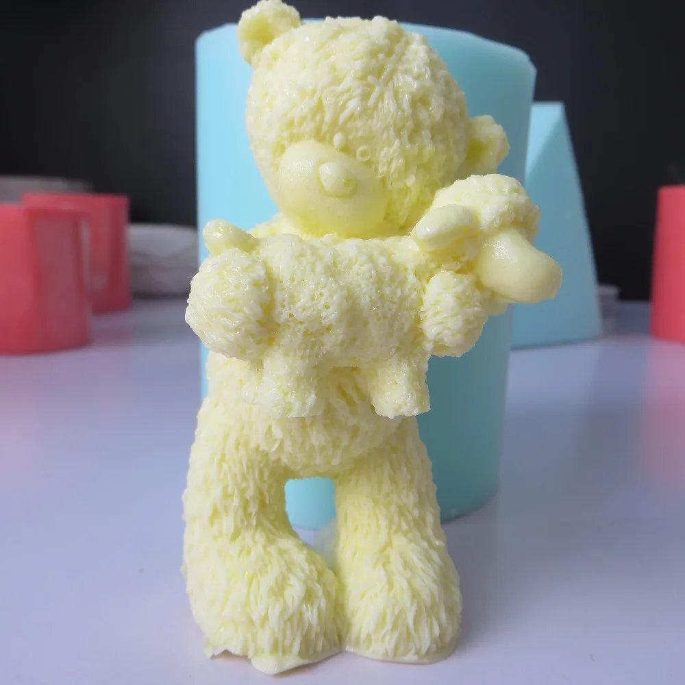 Силиконовая 3d форма в виде медведя с овчиной для помадки искусственные формы