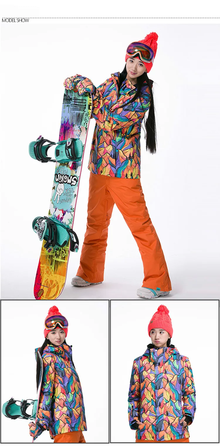GSOU зимний брендовый женский лыжный костюм зимняя ветрозащитная