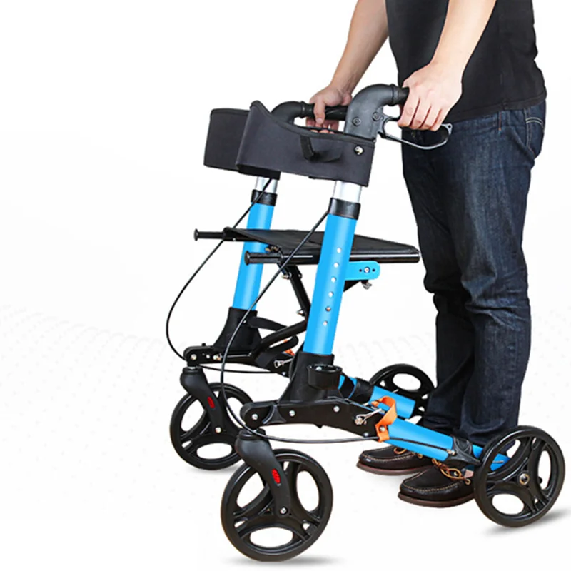 JayCreer Rollator Walker легкая алюминиевая петля тормоза складные ходунки для взрослых Регулируемая высота сиденья ноги и руки