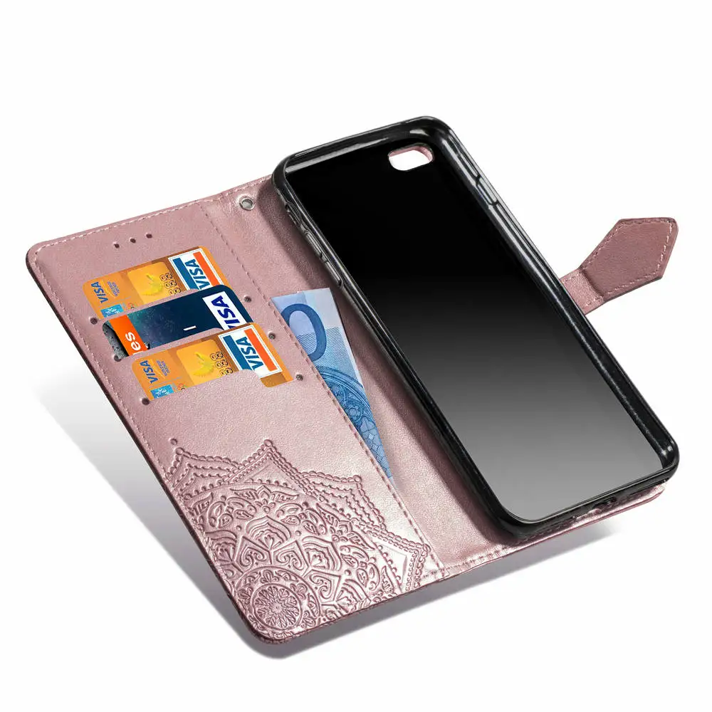 Кожаный чехол-бумажник с 3D цветами для iPhone 7 8 X XS Max XR мягкий силиконовый чехол