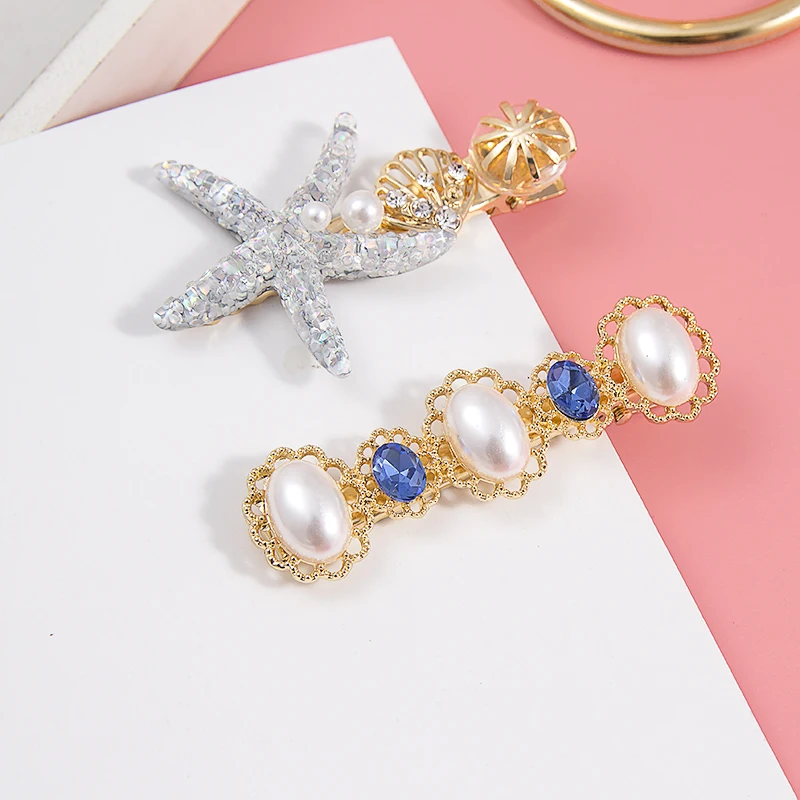 2 шт./компл. заколки для волос с жемчужинами в виде морской звезды Романтические