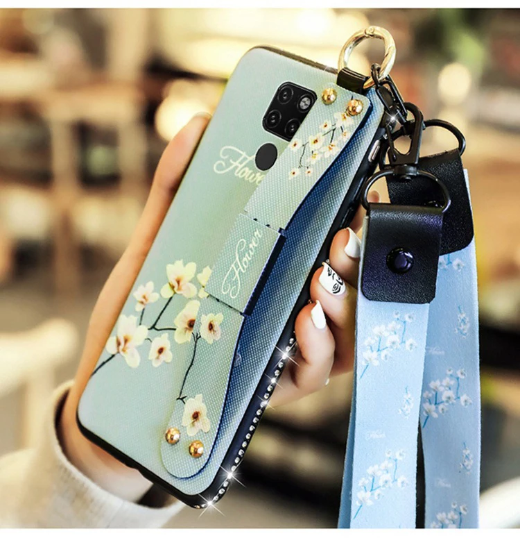 Для huawei P30 Pro P20 Lite Nova 3e 4 3 3i P Smart Plus mate 20 Pro 20X Honor V20 10 Note чехол с ремешком на шею из ТПУ с бриллиантами