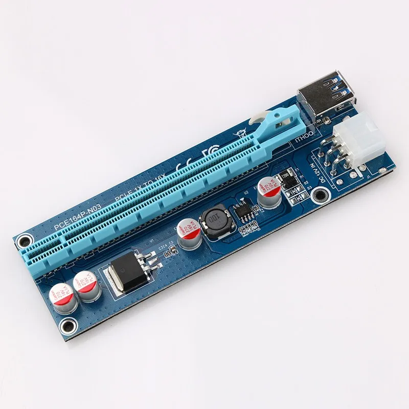 Оптовая продажа 100 шт./лот pci e 1X до 16X райзеры SATA Molex блок питания VER 006C 007S PCI Express