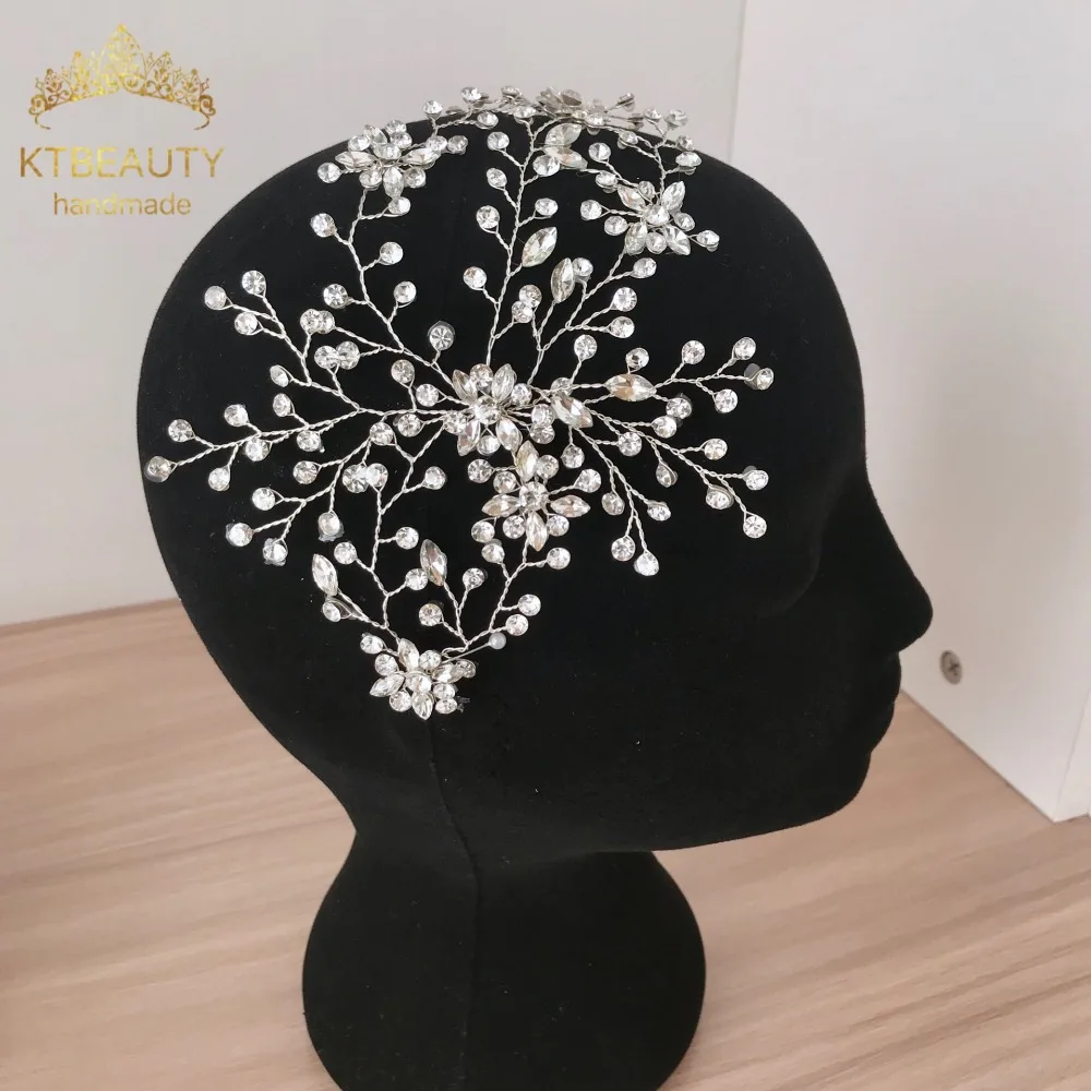 New Luxury Silver Crystal Rhinestone Handmade Fashion Hairband Royal Bridal Wedding Dressing Crown Accessory Women Jewelry | Украшения и