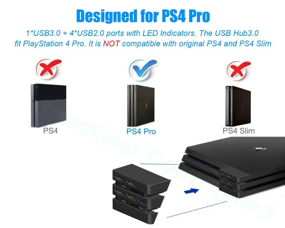 5 портов USB hub 1 3 0 4 * 2 адаптер расширения для Playstation PS4 Pro|Запасные части| |