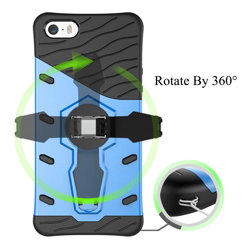Для Коке iPhone 5s Case Силиконовые ТПУ + PC Hard обложка Мягкая Резина Поворотный Стенд
