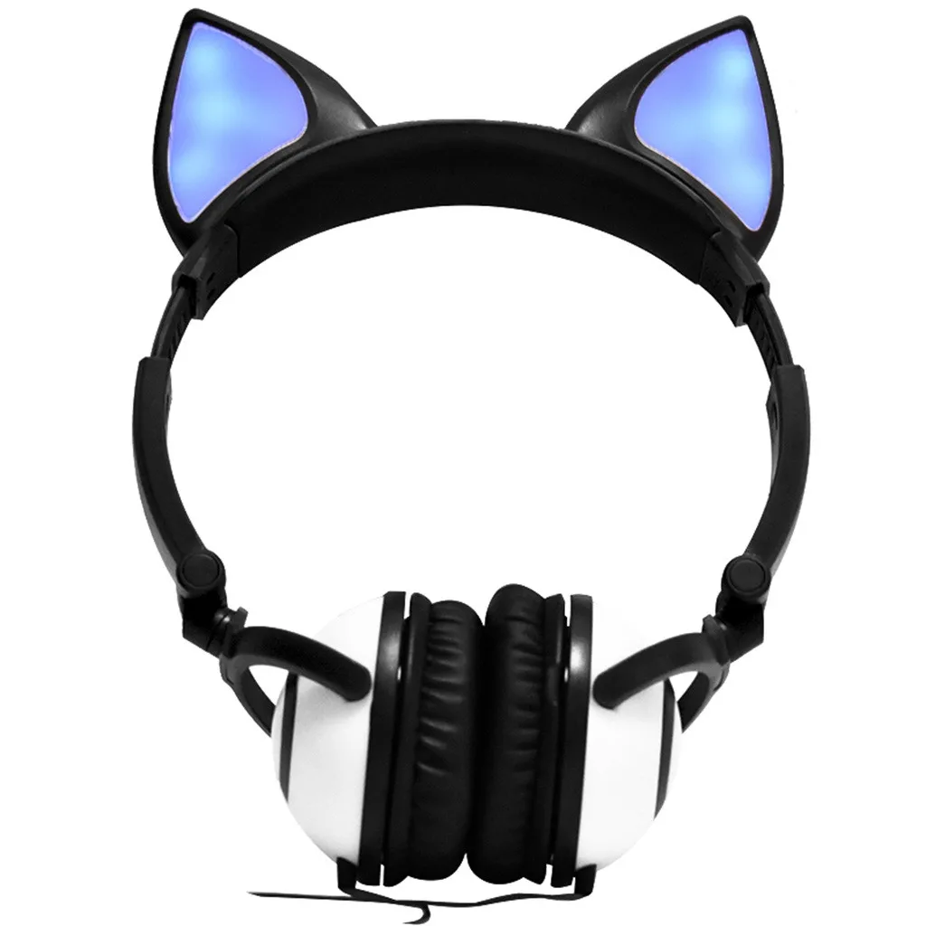 Складной светящиеся наушники с лисьими ушками наушников игровая гарнитура