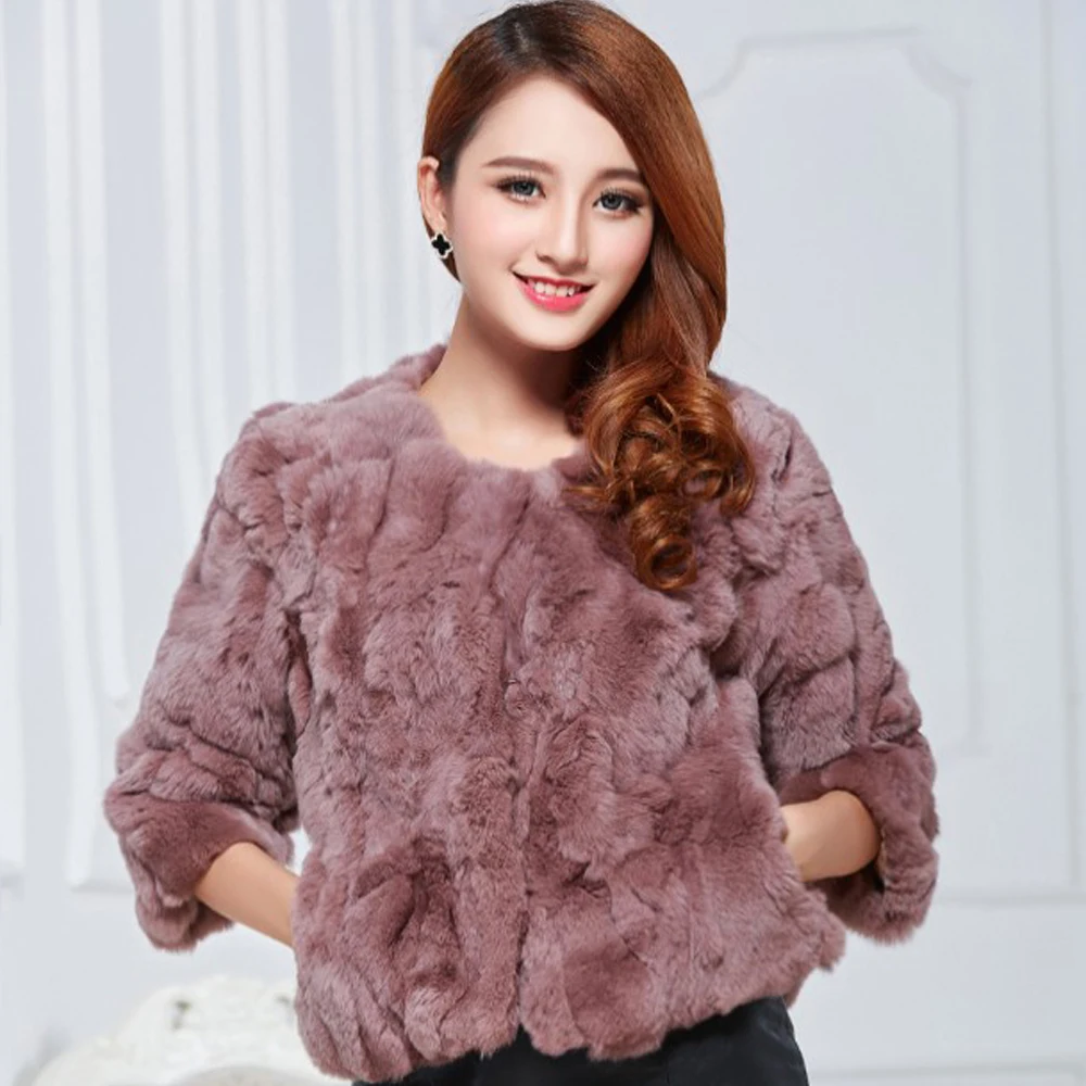 2020 Новая горячая Распродажа ЛЕДИ Настоящий мех кролика пальто из натуральной