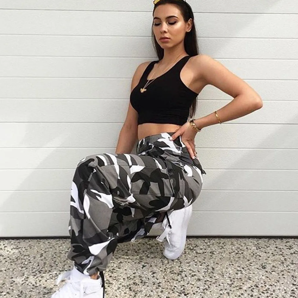 2019 fashion trend new high-quality hot women models Women Sports Camo Cargo Pants Outdoor Casual Camouflage Trousers Jeans | Женская