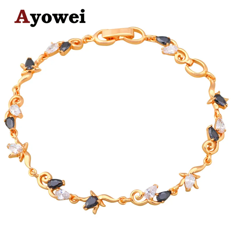 Ayowei Цвет Кристалл & AAA кубический цирконий желтый золотой цвет браслеты для