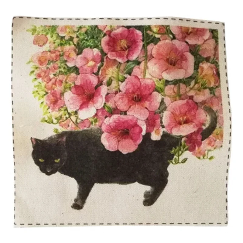 Handmade cloth DIY cotton canvas fabric / positioning hand dyed patchwork digital printing Jungle cat | Дом и сад